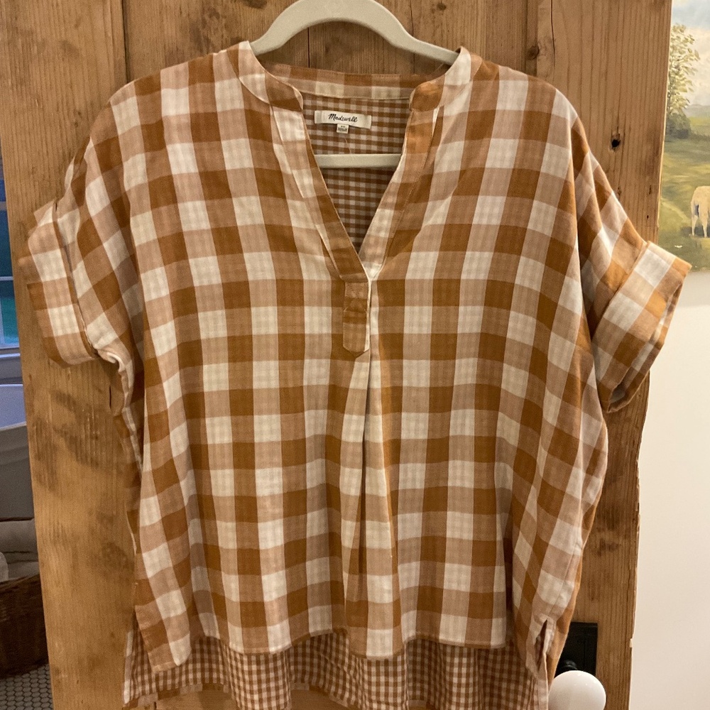 Madewell lake line Popever shirt in Double -faced Gingham Size XS